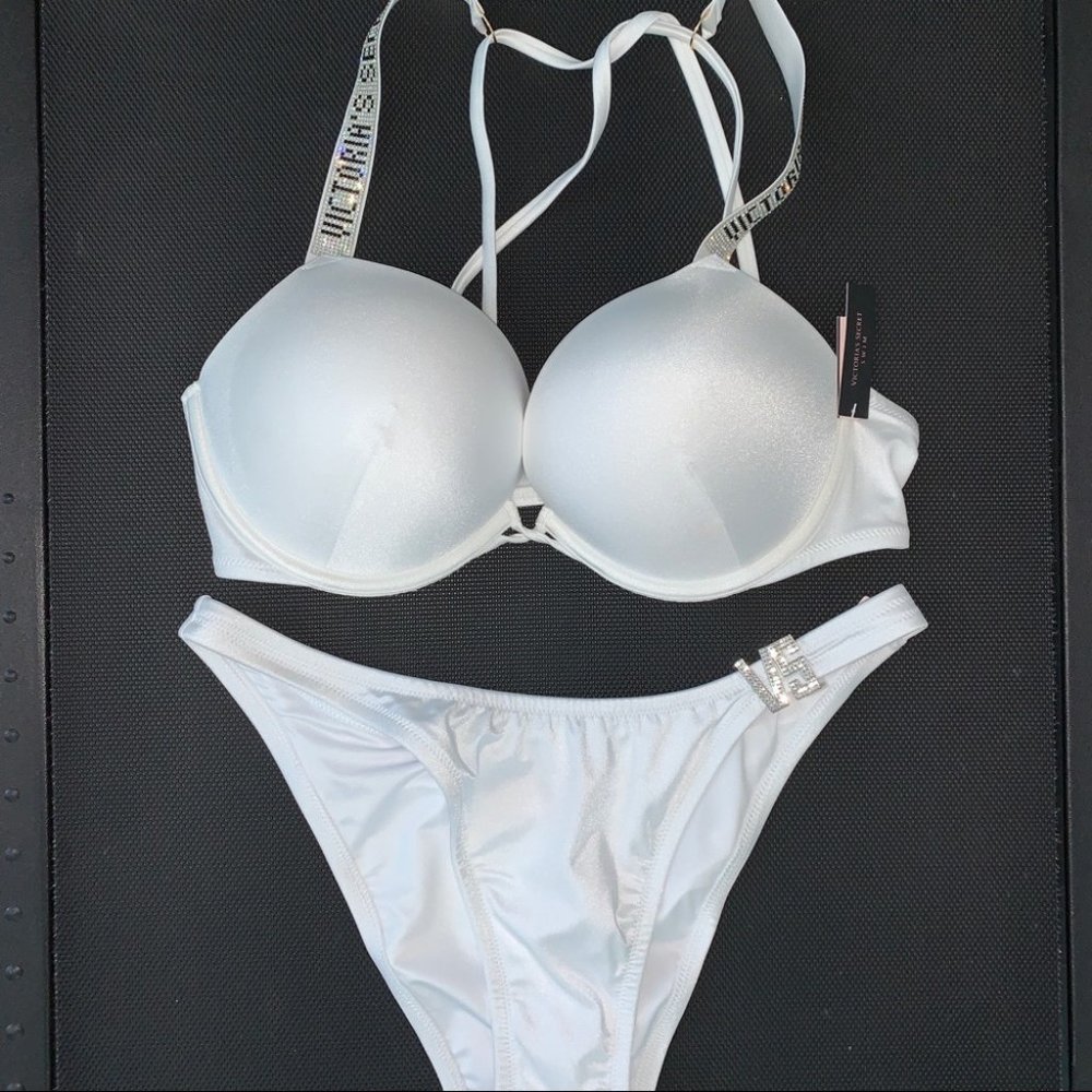 36A Large 2 Pc Set VS Shine Strap Bali Bombshell Add-2-cups Push-Up Swimsuit